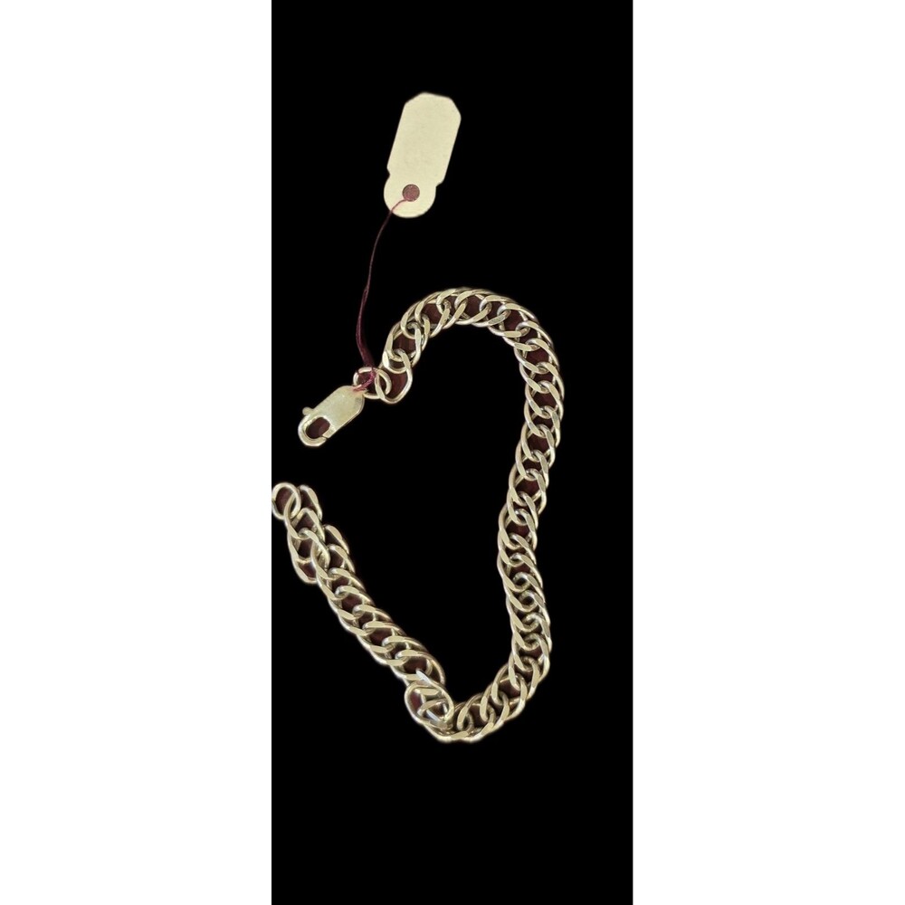 Sterling Silver 925 Curb Chain Bracelet Lobster Clasp Signed 7"